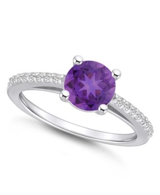 Macy's Amethyst (1-1/4 ct. t.w.) and Diamond (1/6 ct. t.w.) Ring in 14K ...