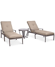 Wayland Outdoor Aluminum 3-Pc. Chaise Set (2 Chaise Lounges & 1 End Table), Created for Macy's