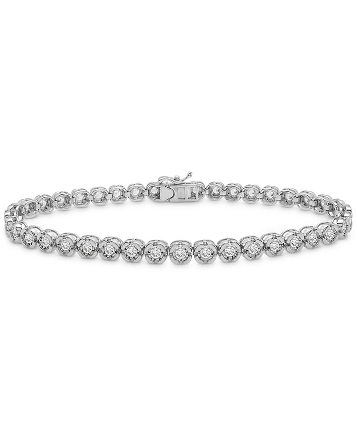 Men's 1 ct tw Diamond Sterling Silver Bracelet