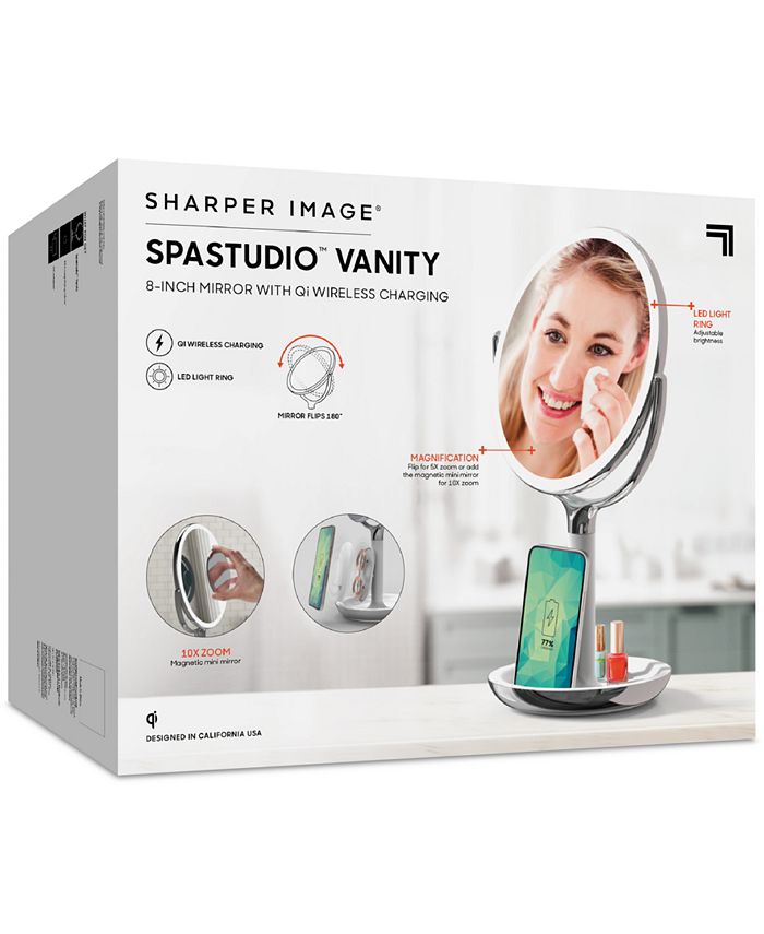 Sharper Image SpaStudio Vanity 8inch Mirror with BuiltIn Qi Wireless