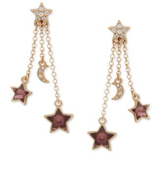 lonna & lilly - Gold-Tone Mixed Stone Star & Moon Linear Drop Earrings