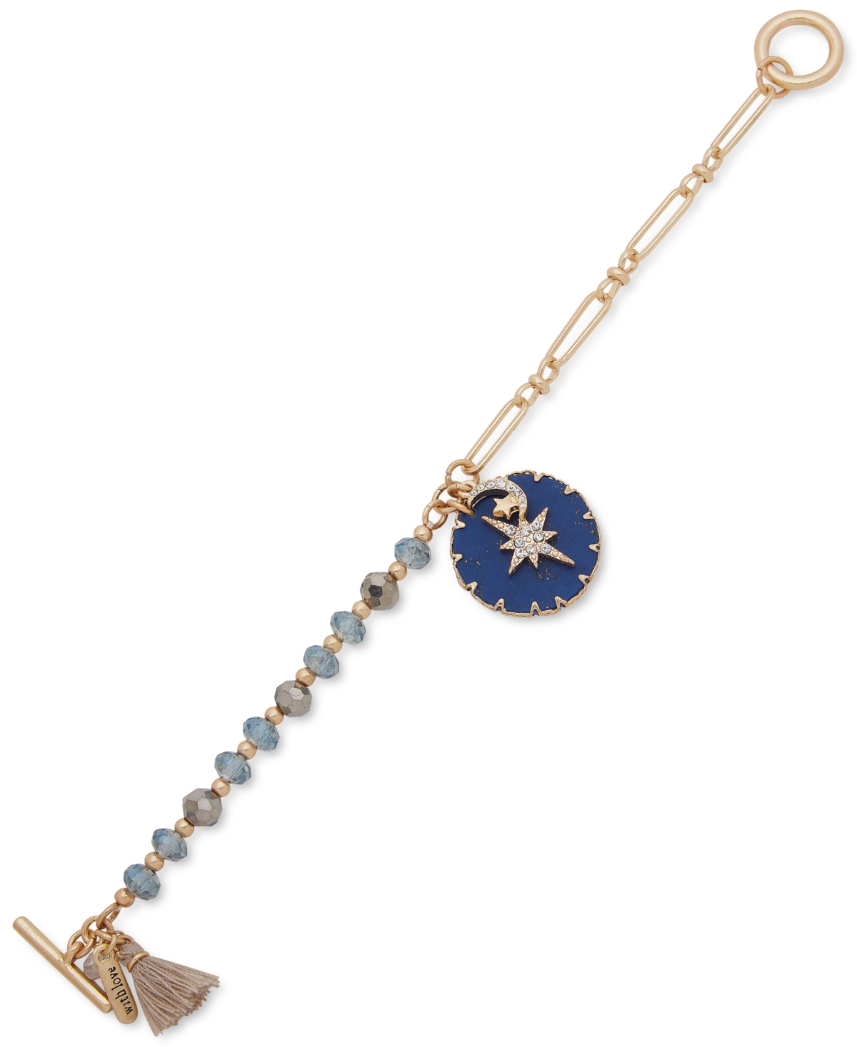 Lonna & Lilly Gold-tone Pave Star Color Disc Flex Bracelet In Navy