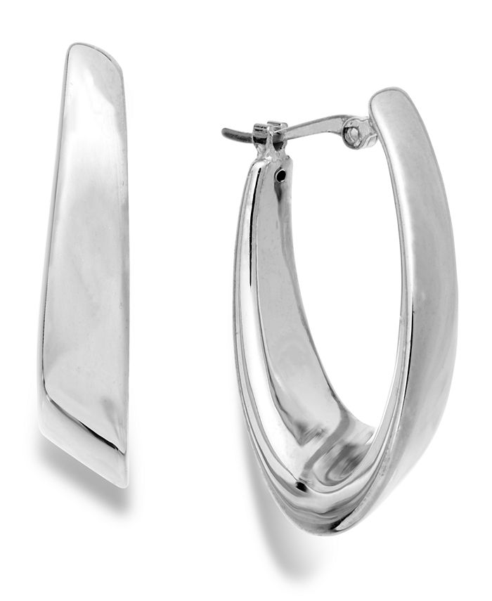 Macy's - Visor Hoop Earrings in 14k White Gold