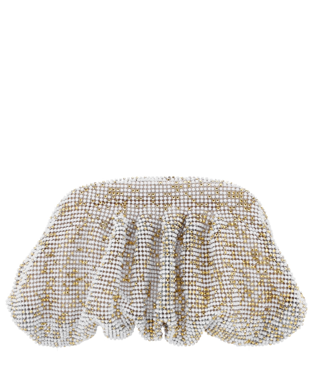 Nina Women's Crystal Mesh Soft Clutch In White,gold-tone