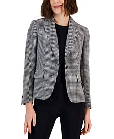 Women's Metallic Tweed One-Button Jacket