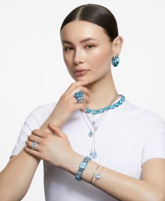 Swarovski Silver-Tone Millenia Blue Crystal Stud Earrings & 14-7/8