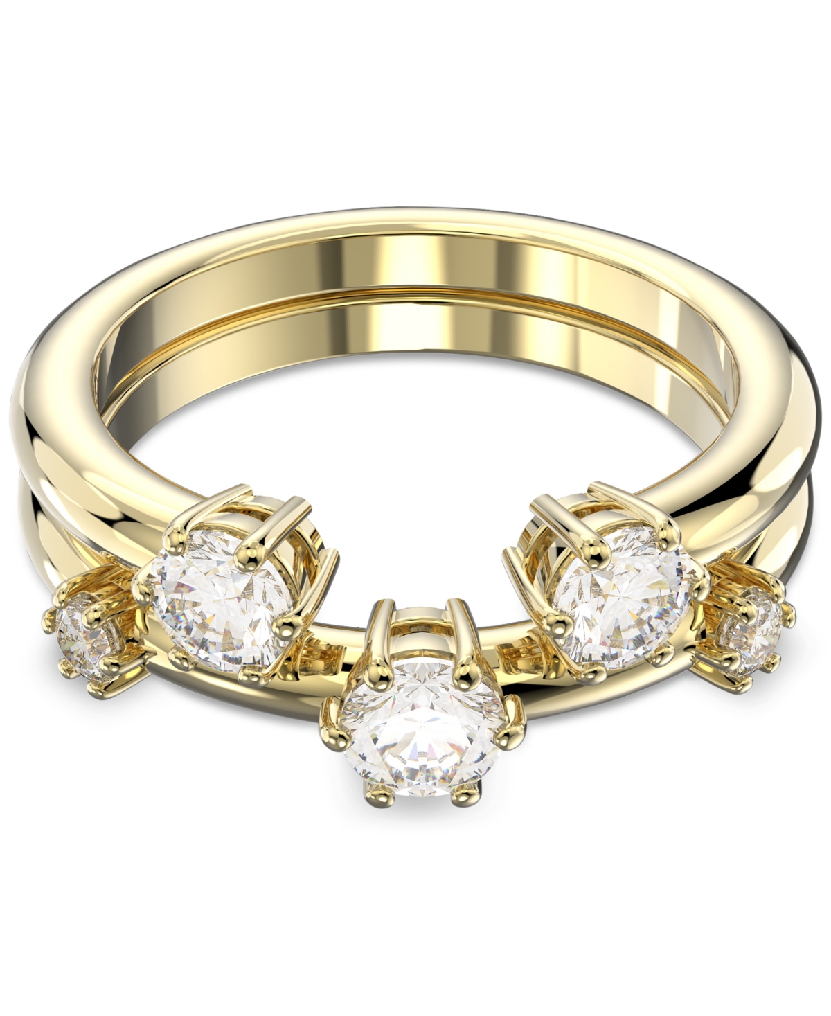 Shop Swarovski 2-pc. Set Constella Crystal Ring In Gold
