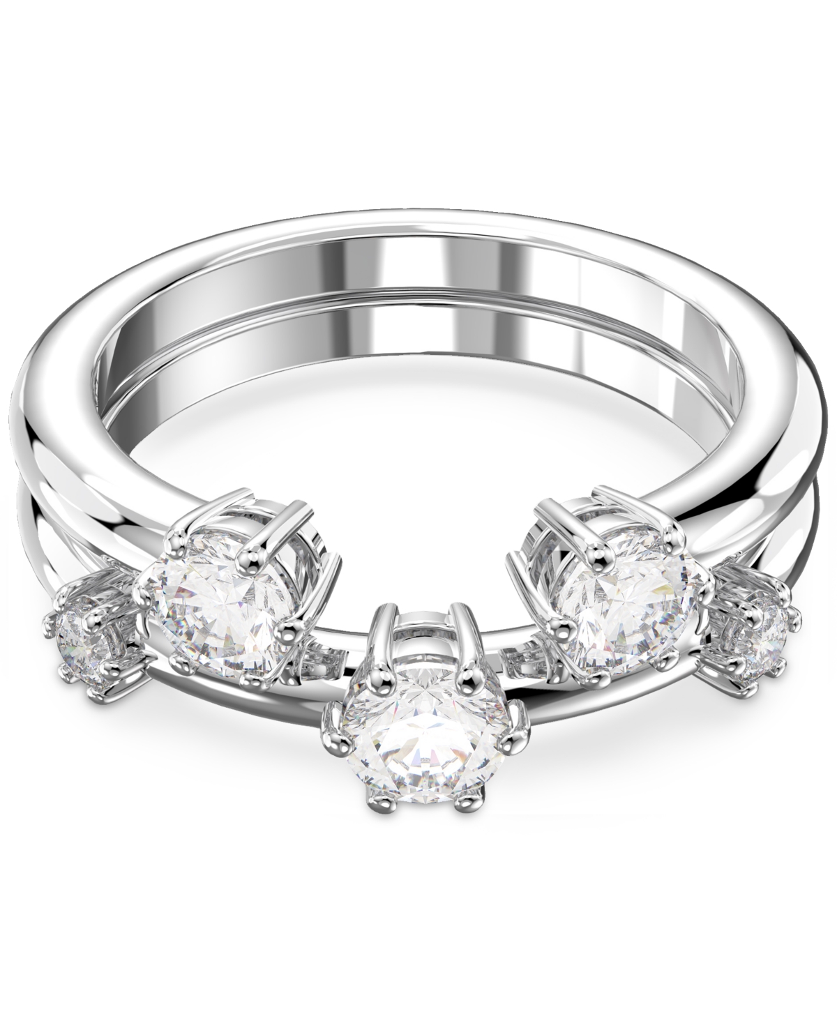 Shop Swarovski 2-pc. Set Constella Crystal Ring In Silver