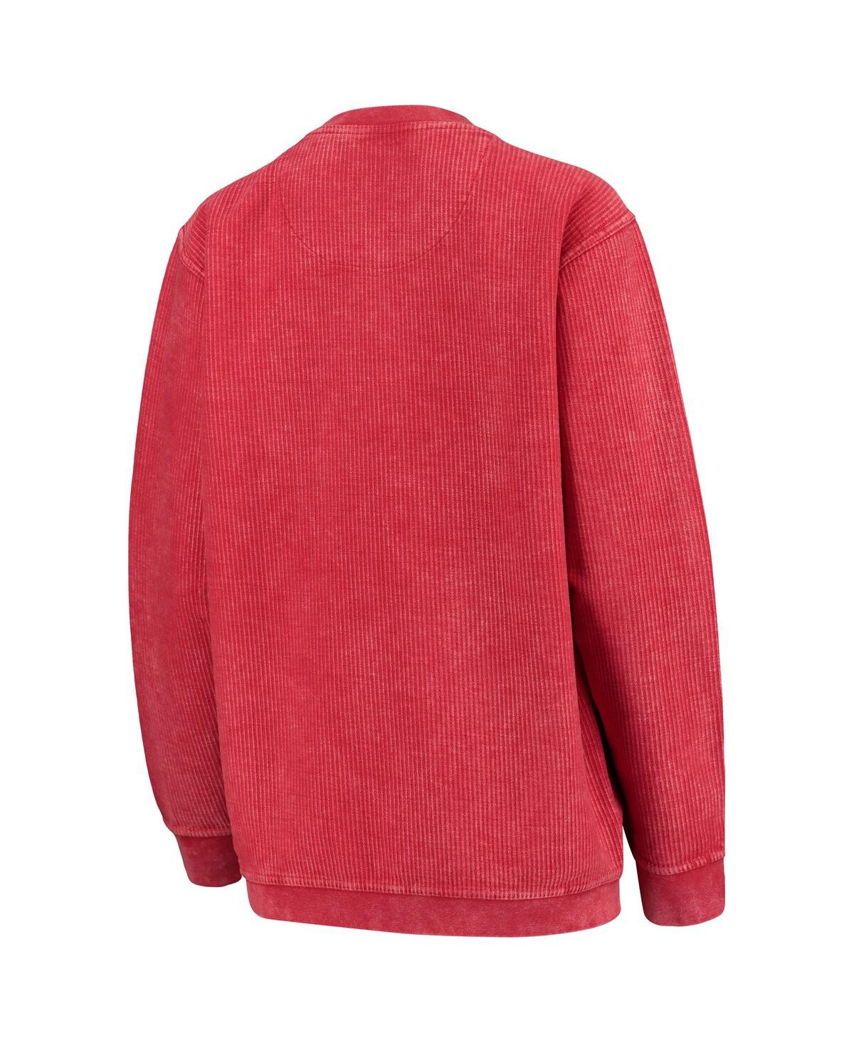 Shop Pressbox Women's  Red Wisconsin Badgers Comfy Cord Corduroy Crewneck Sweatshirt