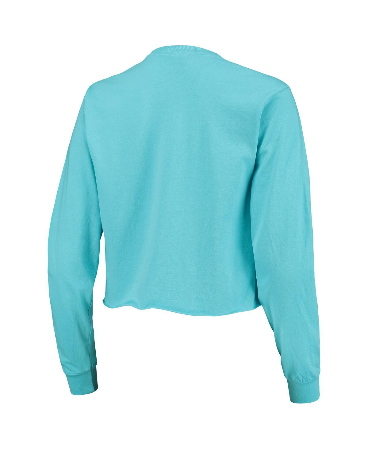 Women'sFlorida Gators Palm Trees Sunset Long Sleeve Crop Top - Teal