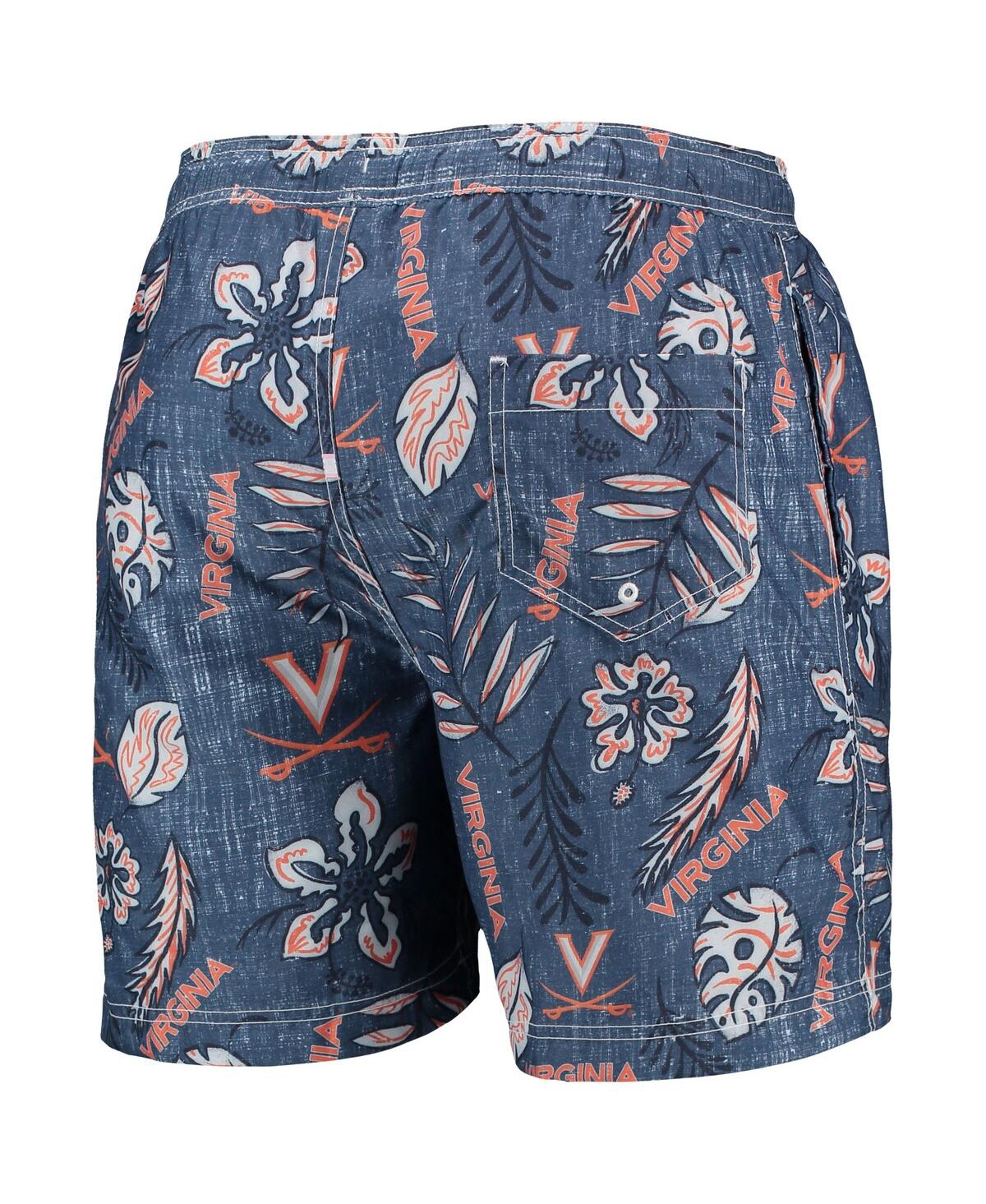 Wes & Willy Men's  Navy Virginia Cavaliers Vintage-like Floral Swim Trunks In Navy