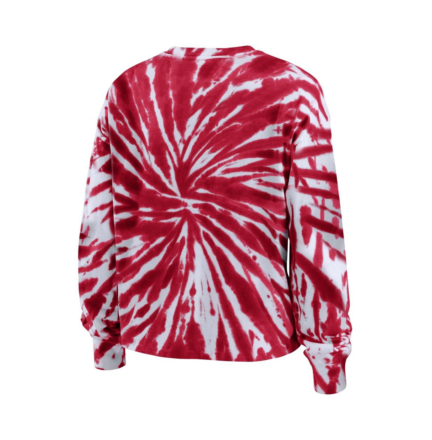 Женская футболка WEAR by Erin Andrews Red Wisconsin Badgers Tie-Dye Long Sleeve — фото 2