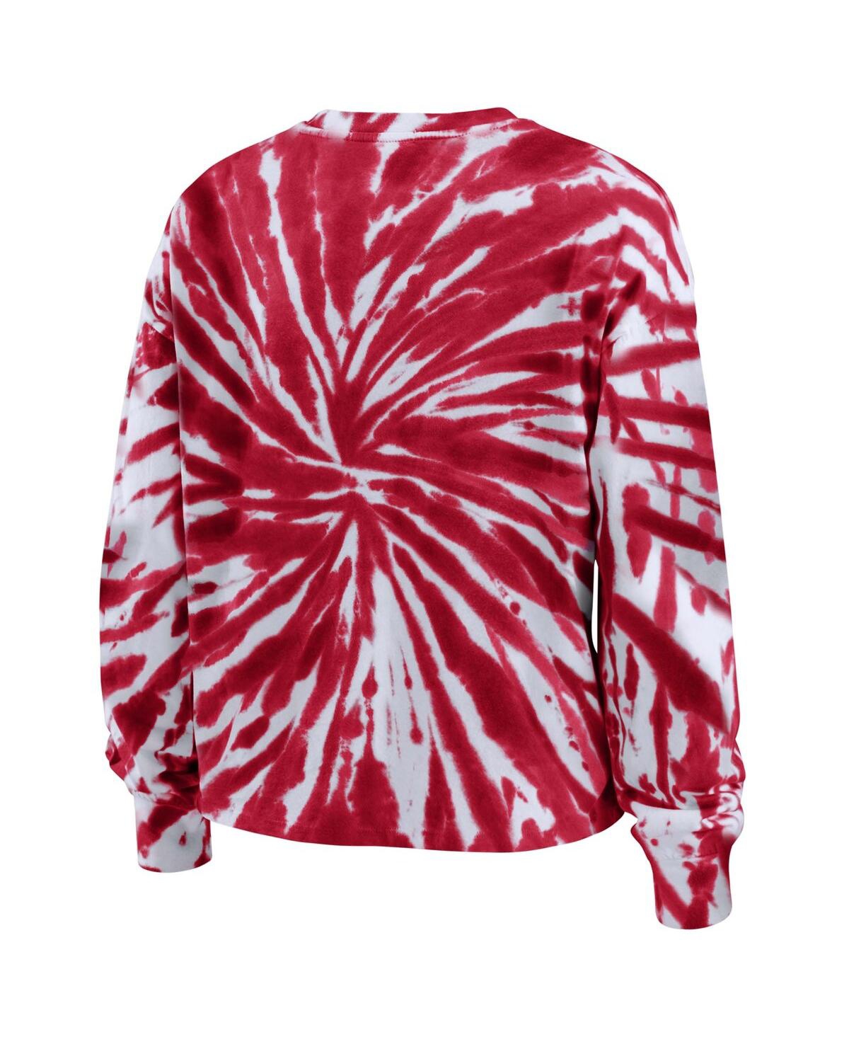 Shop Wear By Erin Andrews Women's  Red Wisconsin Badgers Tie-dye Long Sleeve T-shirt