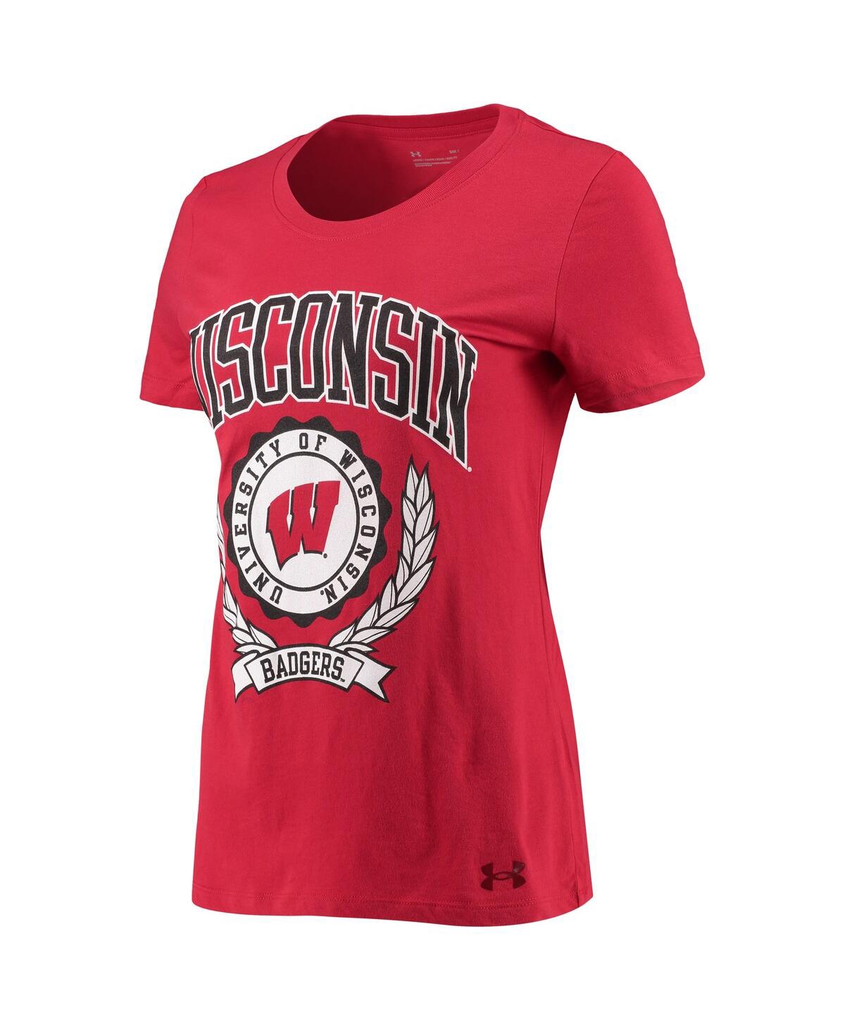 Shop Under Armour Women's  Red Wisconsin Badgers T-shirt