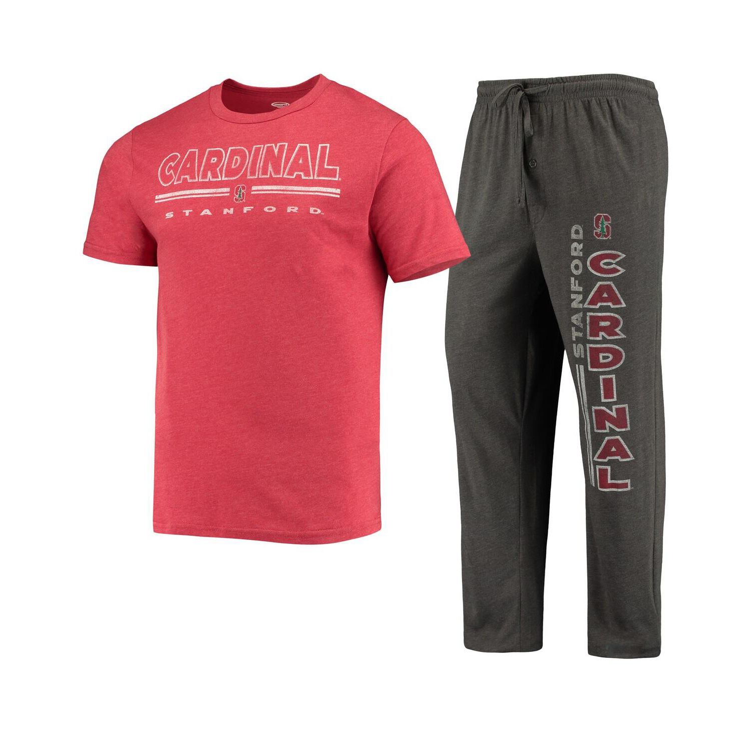 Men's Heathered Charcoal, Cardinal Stanford Cardinal Meter T-shirt and Pants Sleep Set