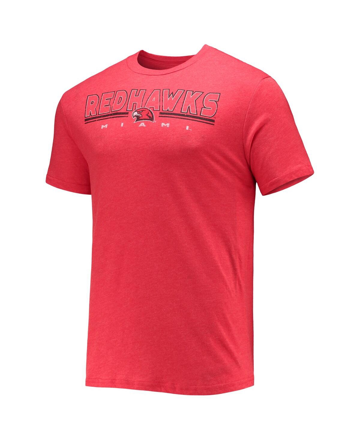 Concepts Sport Men's  Heathered Charcoal, Red Miami University Redhawks Meter T-shirt And Pants Sleep In Heathered Charcoal,red
