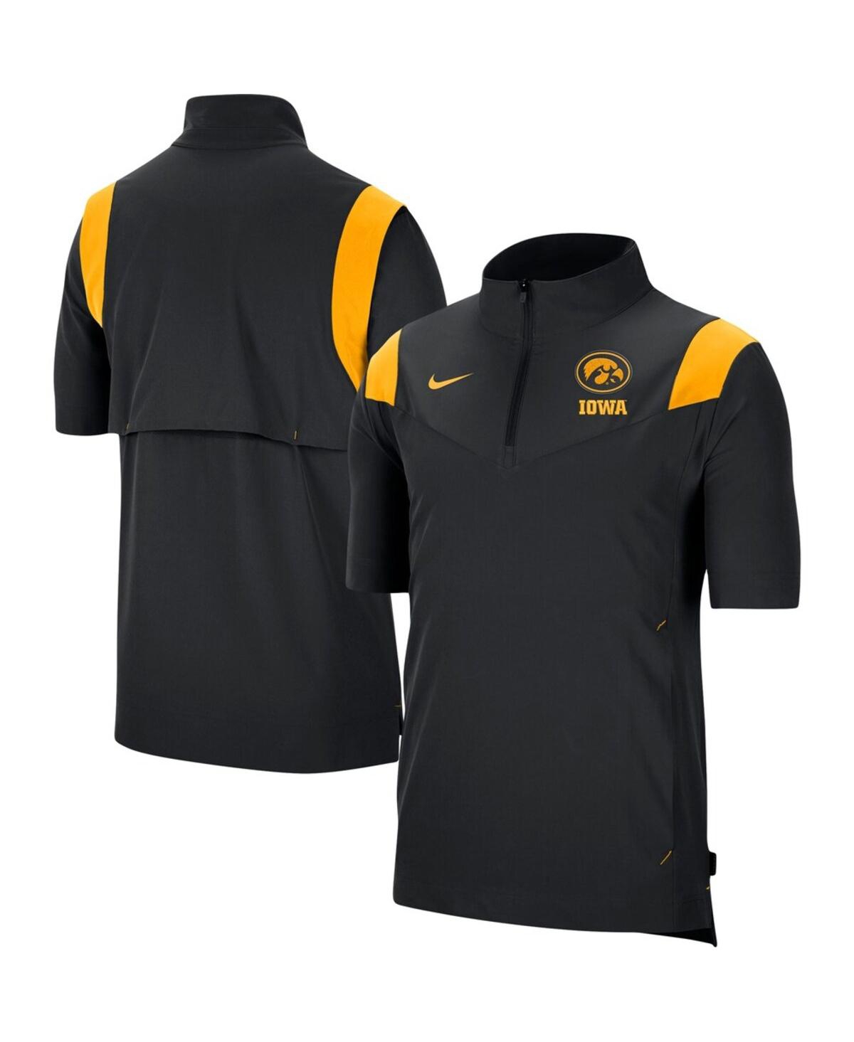 Men's NikeIowa Hawkeyes Coach Short Sleeve Quarter-Zip Jacket - Black