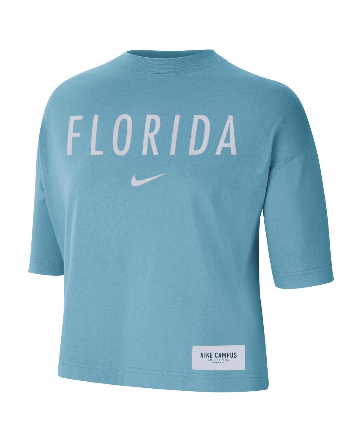 Shop Nike Women's  Blue Florida Gators Earth Tones Washed Boxy T-shirt