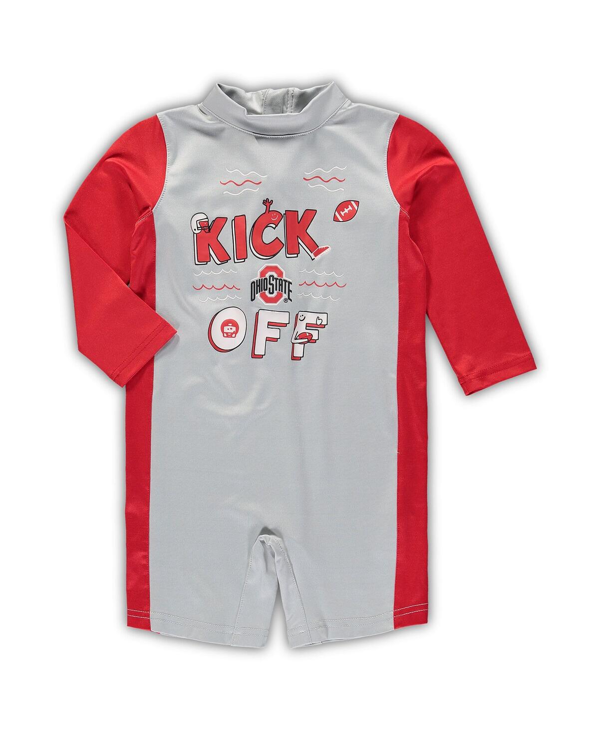 Outerstuff Infant Unisex Gray And Scarlet Ohio State Buckeyes Wave Runner Wetsuit In Gray,scarlet