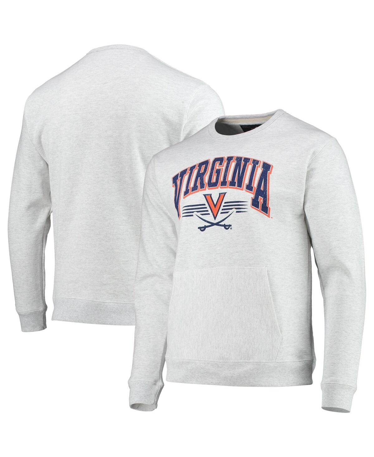 Shop League Collegiate Wear Men's  Heathered Gray Virginia Cavaliers Upperclassman Pocket Pullover Sweatsh