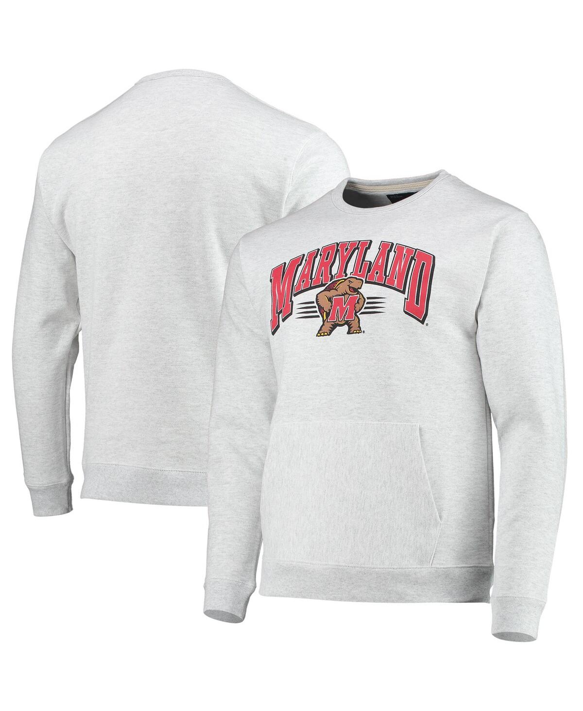 Shop League Collegiate Wear Men's  Heathered Gray Maryland Terrapins Upperclassman Pocket Pullover Sweatsh