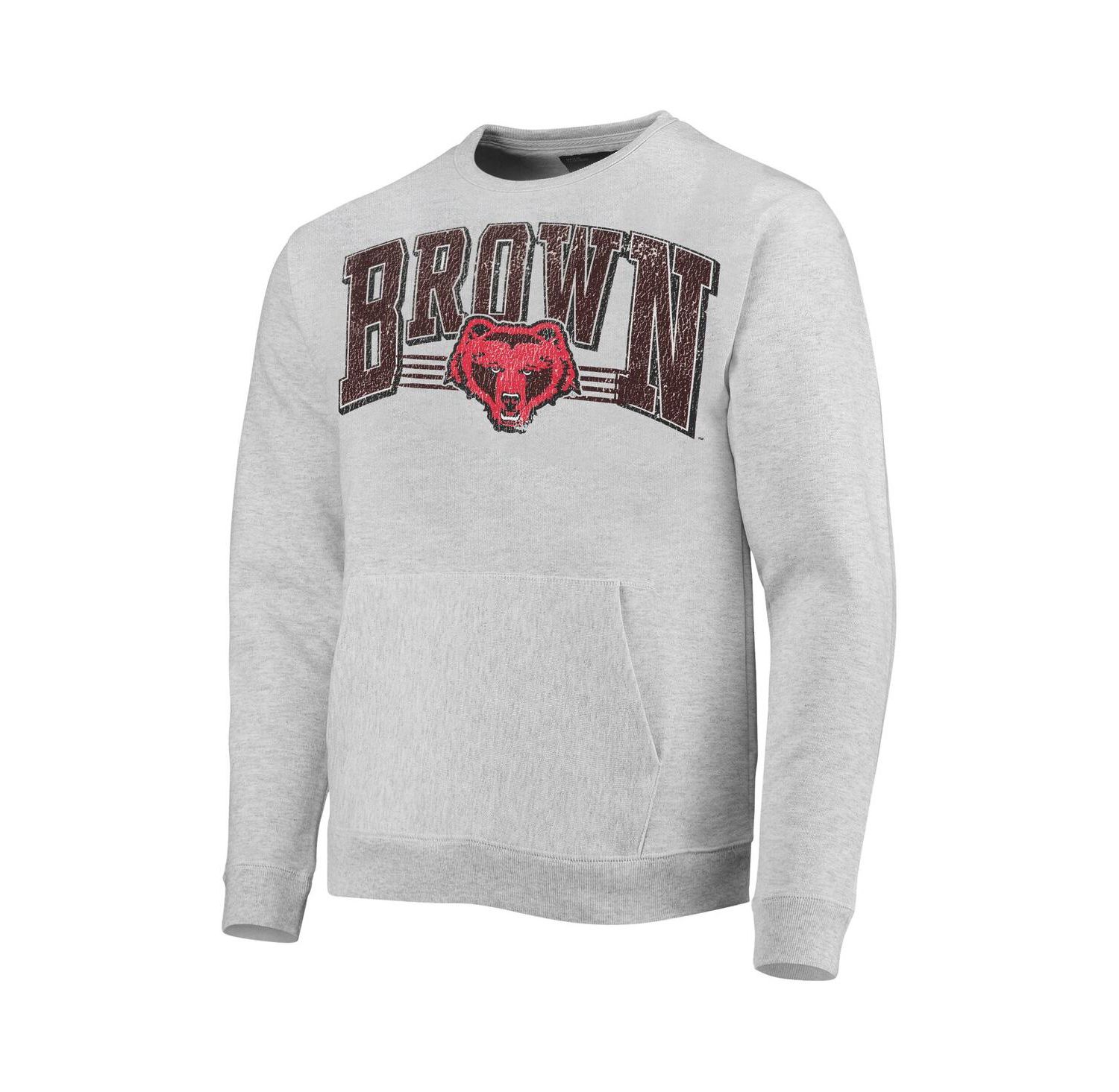 Men's Heathered Gray Brown Bears Upperclassman Pocket Pullover Sweatshirt