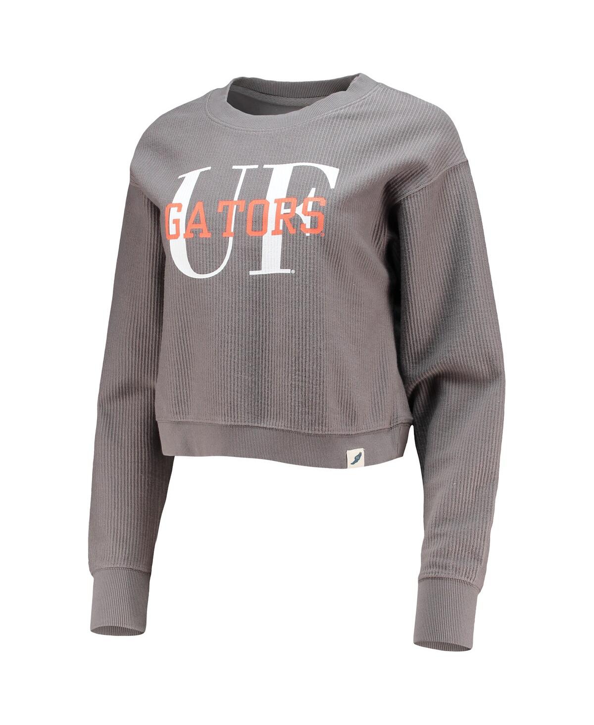 League Collegiate Wear Graphite Florida Gators Classic Corded Timber Crop Pullover Sweatshirt In Graphite