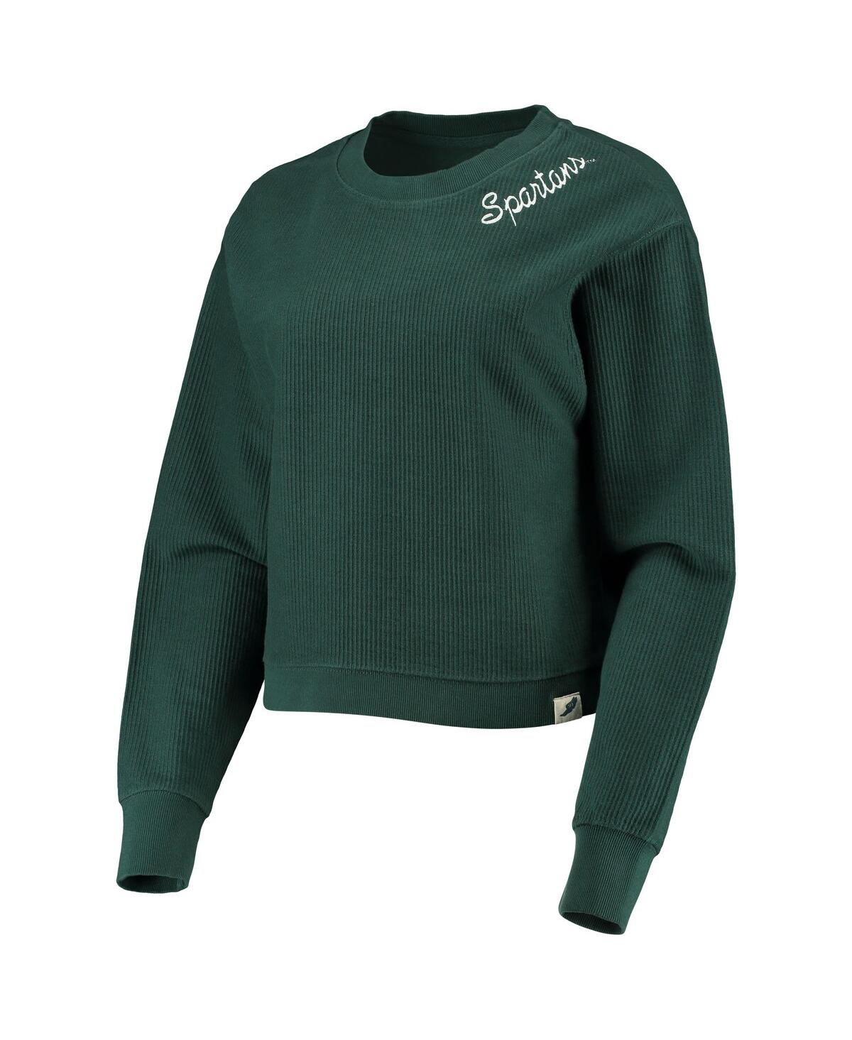 League Collegiate Wear Green Michigan State Spartans Corded Timber Cropped Pullover Sweatshirt In Green