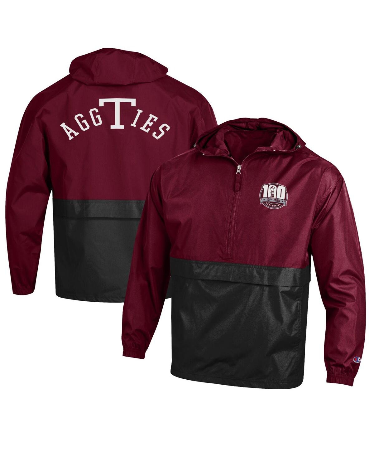 Shop Champion Men's  Maroon Texas A&m Aggies 12th Man Centennial Blocked Packable Half-zip Pullover Jacket