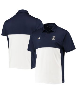 Men's Navy, White Navy Midshipmen 2022 Blocked Coaches Performance Polo Shirt