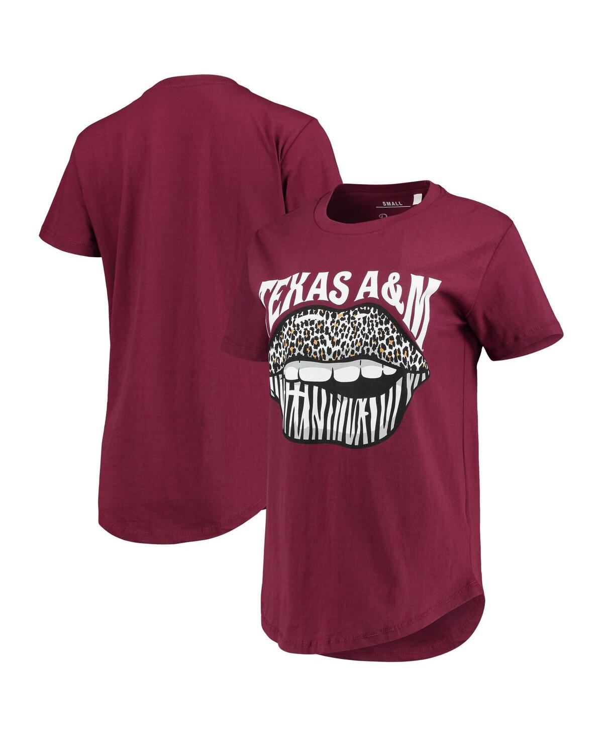 Shop Pressbox Women's  Maroon Texas A&m Aggies Wild Lips Core T-shirt