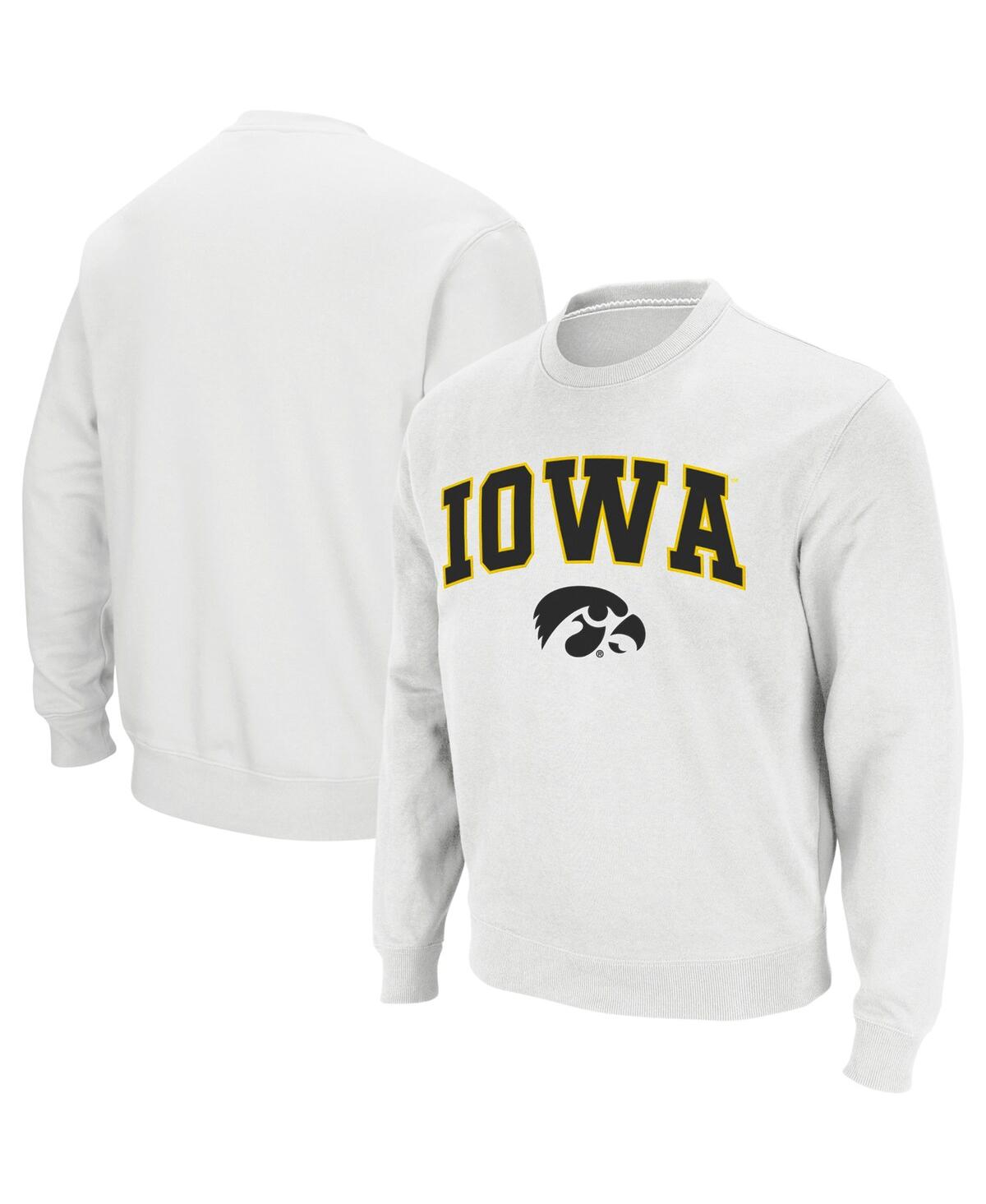 Shop Colosseum Men's  White Iowa Hawkeyes Arch And Logo Crew Neck Sweatshirt