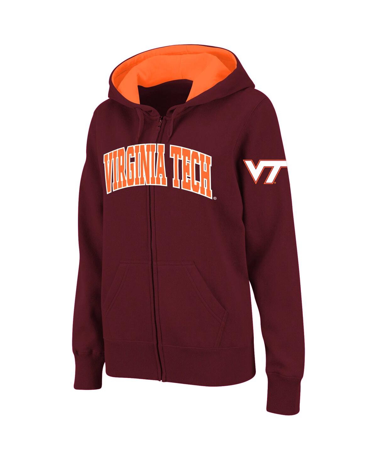 Women's ColosseumVirginia Tech Hokies Arched Name Full-Zip Hoodie - Maroon