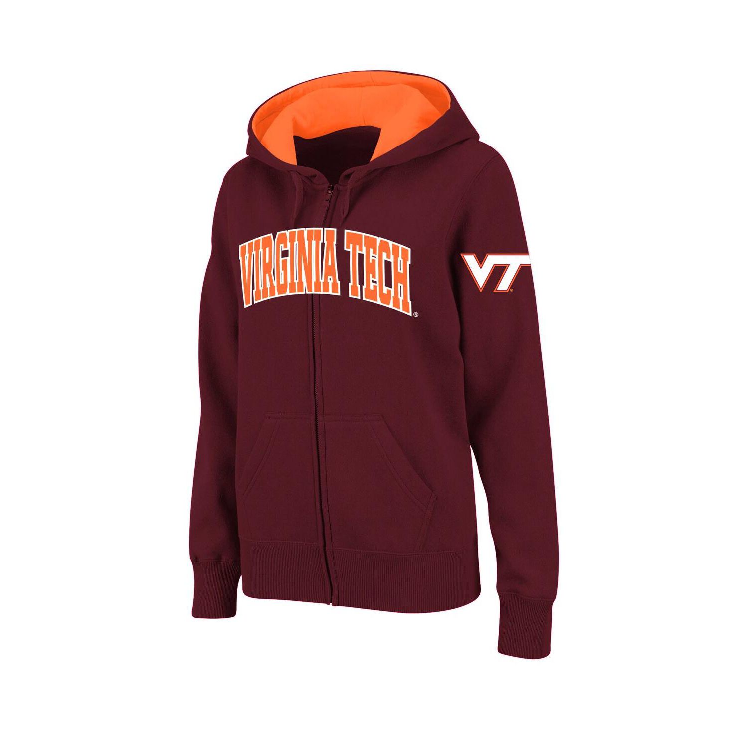 Women's Maroon Virginia Tech Hokies Arched Name Full-Zip Hoodie