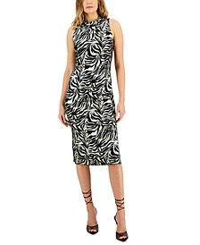 Women&apos;s Zebra Foil Printed Fitted Midi Dress&comma; Created for Macy&apos;s