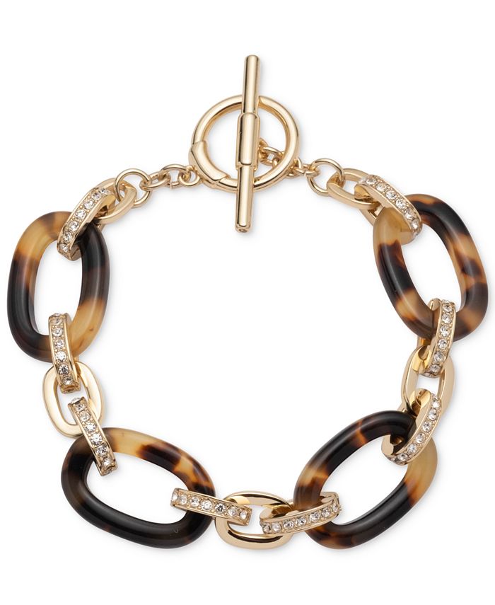 Lauren Ralph Lauren Gold Tone Pav Tortoise Look Link Bracelet
