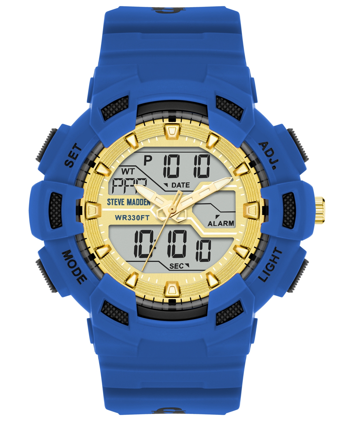 Steve Madden Women's Blue Digital Sport Silicone Band Watch, 51mm