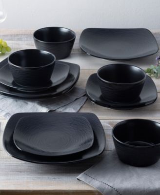 Colorscapes Swirl Square Set 12 Piece Dinnerware Set, Service For 4