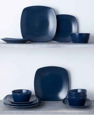 Colorscapes Swirl Square Set 12 Piece Dinnerware Set, Service For 4