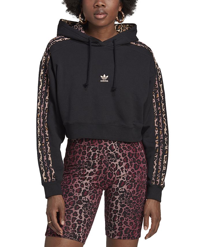 adidas Women's Animal-Trim Logo-Print Cotton Hoodie & Reviews - Activewear  - Women - Macy's