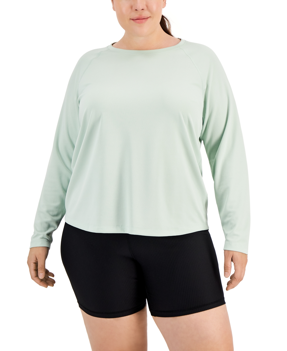 Id Ideology Plus Size Crewneck Long-Sleeve T-Shirt, Created for Macy's