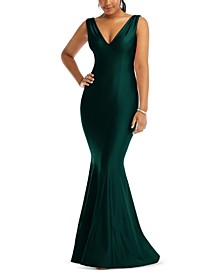 Women's Ruched-Shoulder Sleeveless Mermaid Gown