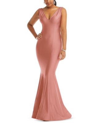 Cynthia & Sahar - Women's Ruched-Shoulder Sleeveless Mermaid Gown