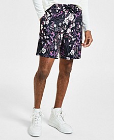 Men's Floral Print Knit Drawstring 7-3/4" Shorts, Created for Macy's
