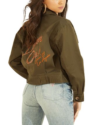GUESS Women's Cotton Adele Cropped Jacket - Macy's