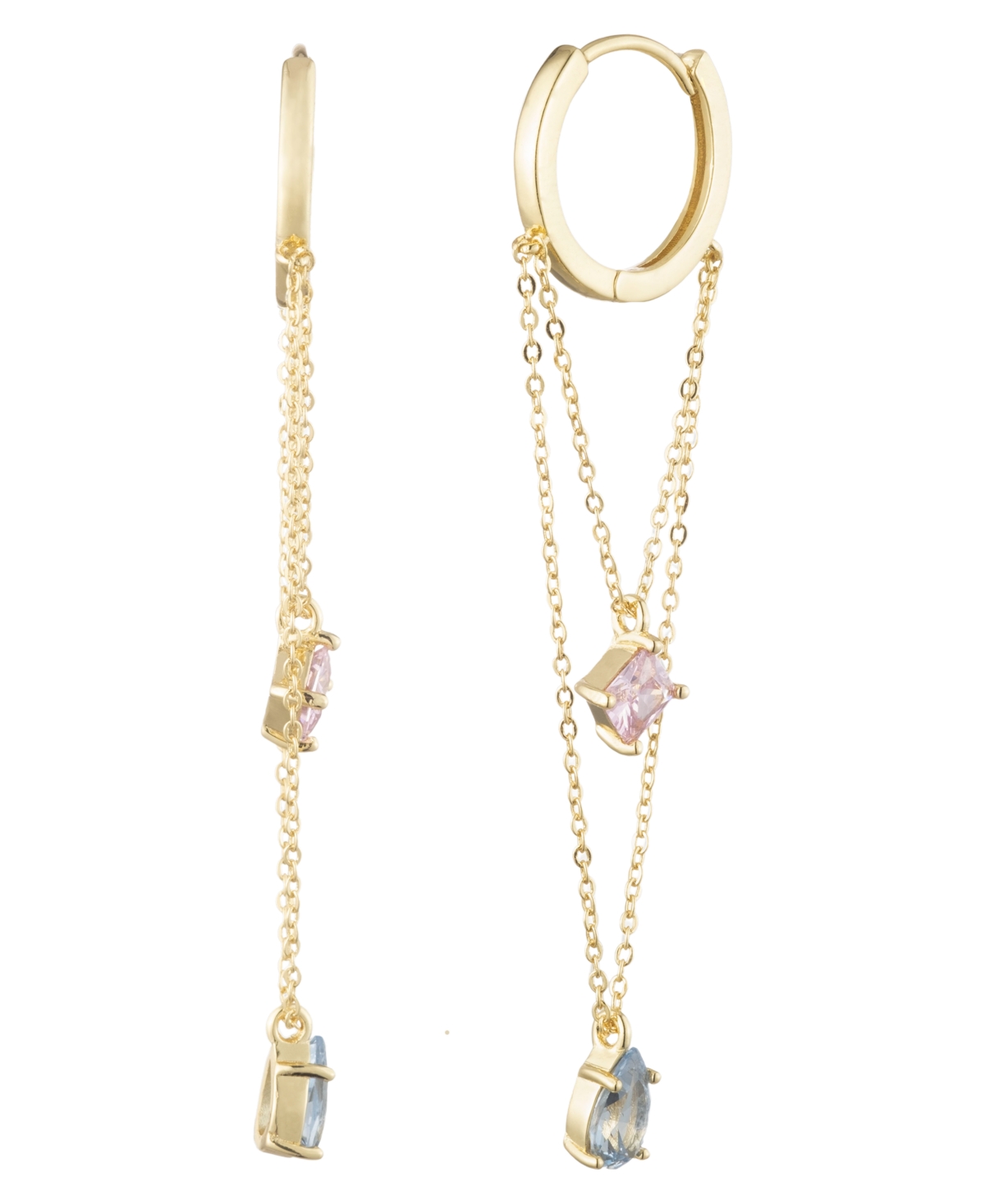 Bonheur Jewelry Vivienne Small Hoop Pink Topaz Crystal Earrings In Gold