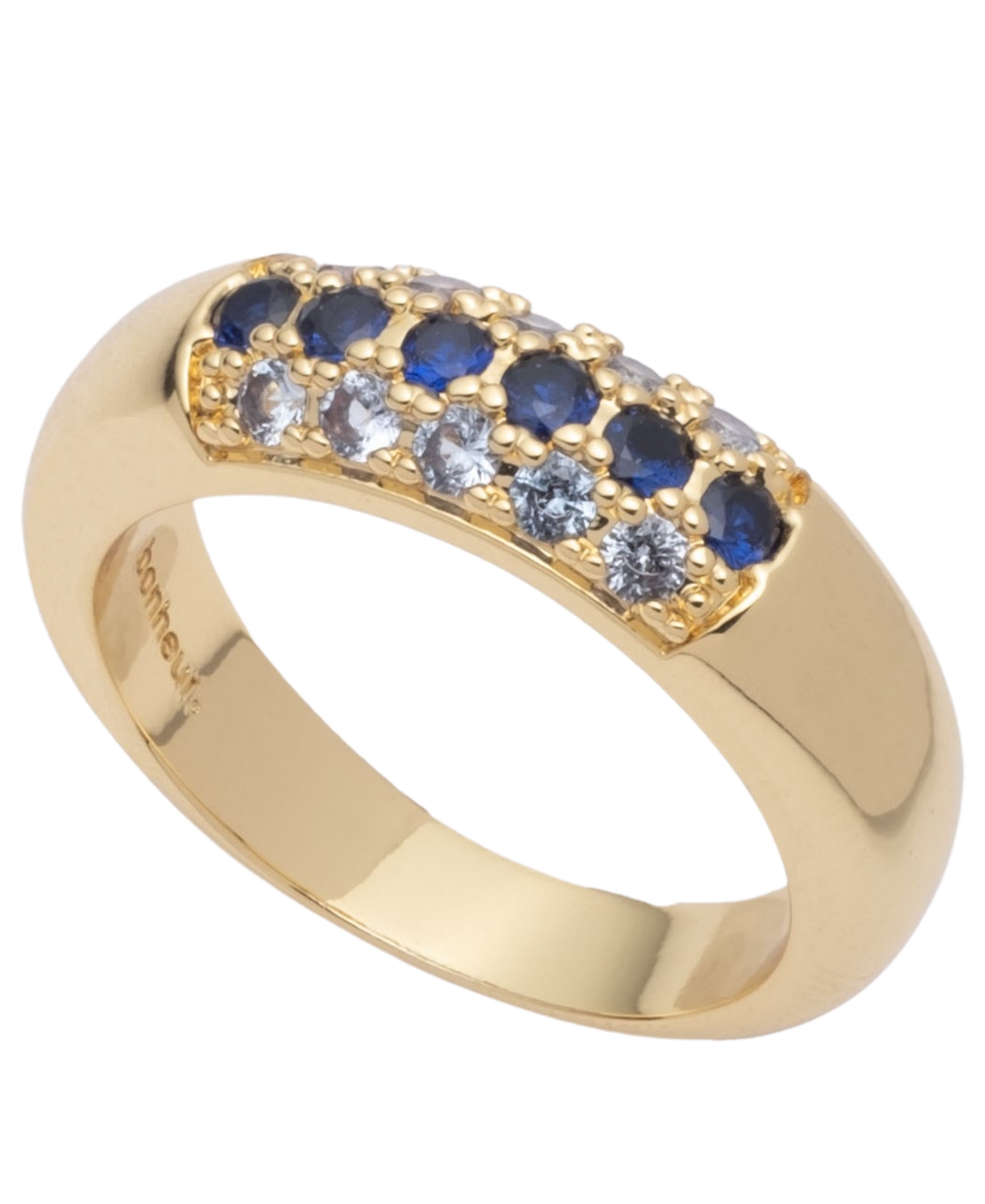 Shop Bonheur Jewelry Addison Blue Crystal Ring In Karat Micro Plated Gold Over Brass