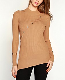 Women's Black Label Asymmetrical Ribbed Tunic Sweater