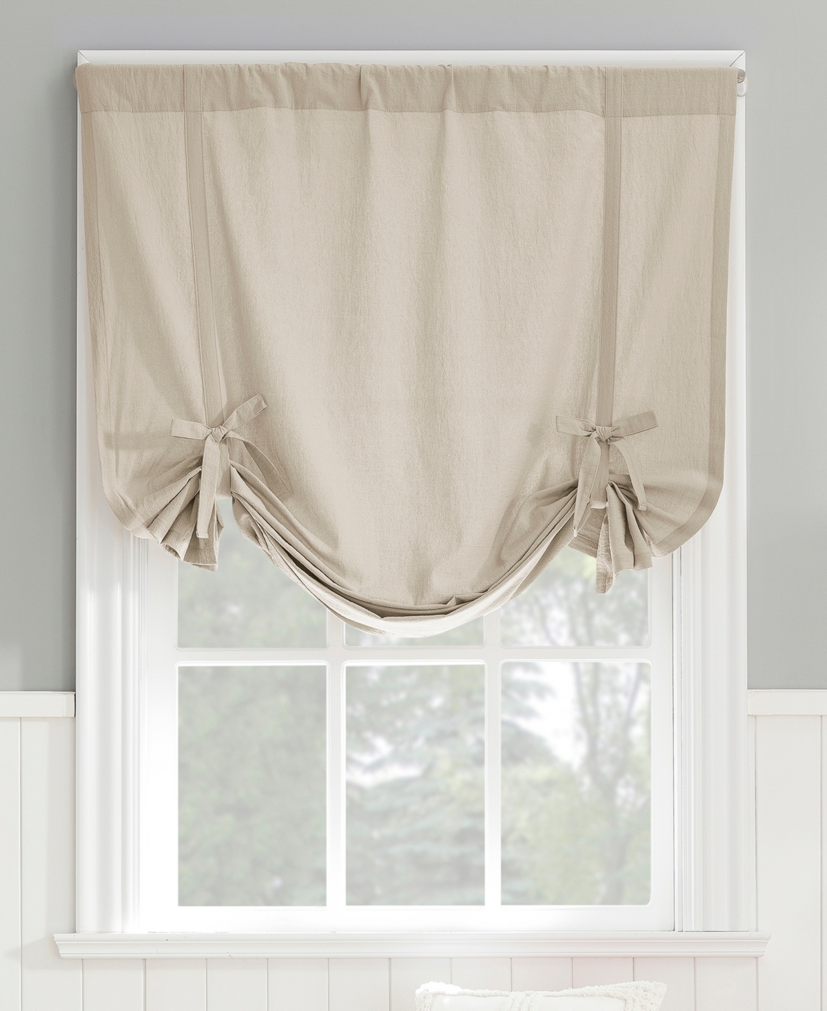 Archaeo Washed Tie-up Shade Curtain, 63" X 42" In Oatmeal