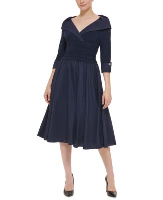 jessica howard petite dresses Women's 3/4-Sleeve Dress Partial/Placket Mini Dress Blouson Dress Cocktail
